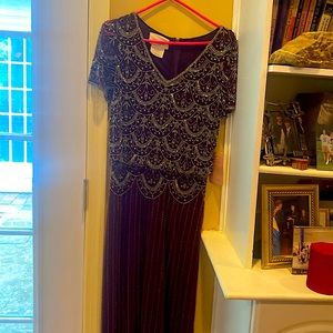 New never worn maroon beaded maxi dress